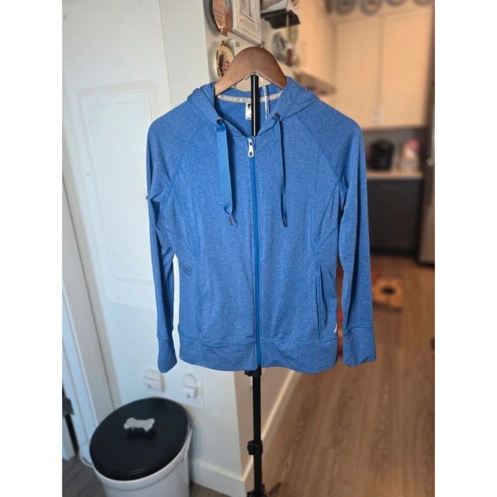 Polyester blend full-zip hoodie, women's athletic sweatshirt